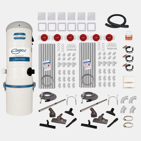 Komplett-Set: MEDIUM 1 - 6 Saugdose - 10,5 m Saugschlauch